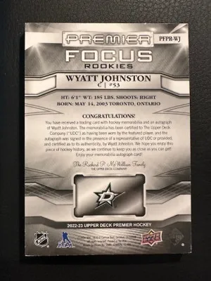 2022-23 Premier - Wyatt Johnston - Focus RPA /125 back